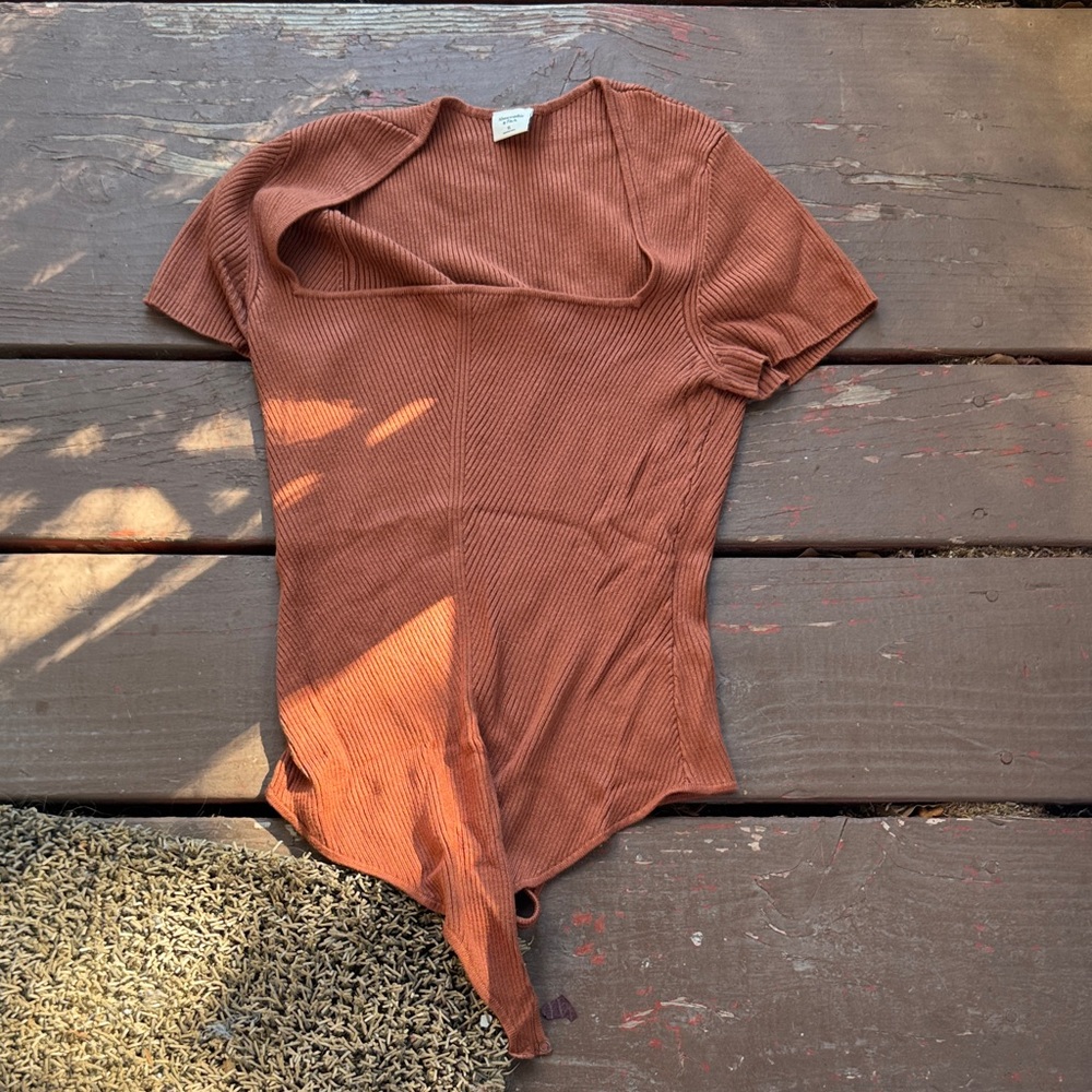 Abercrombie & Fitch Copper Ribbed Bodysuit